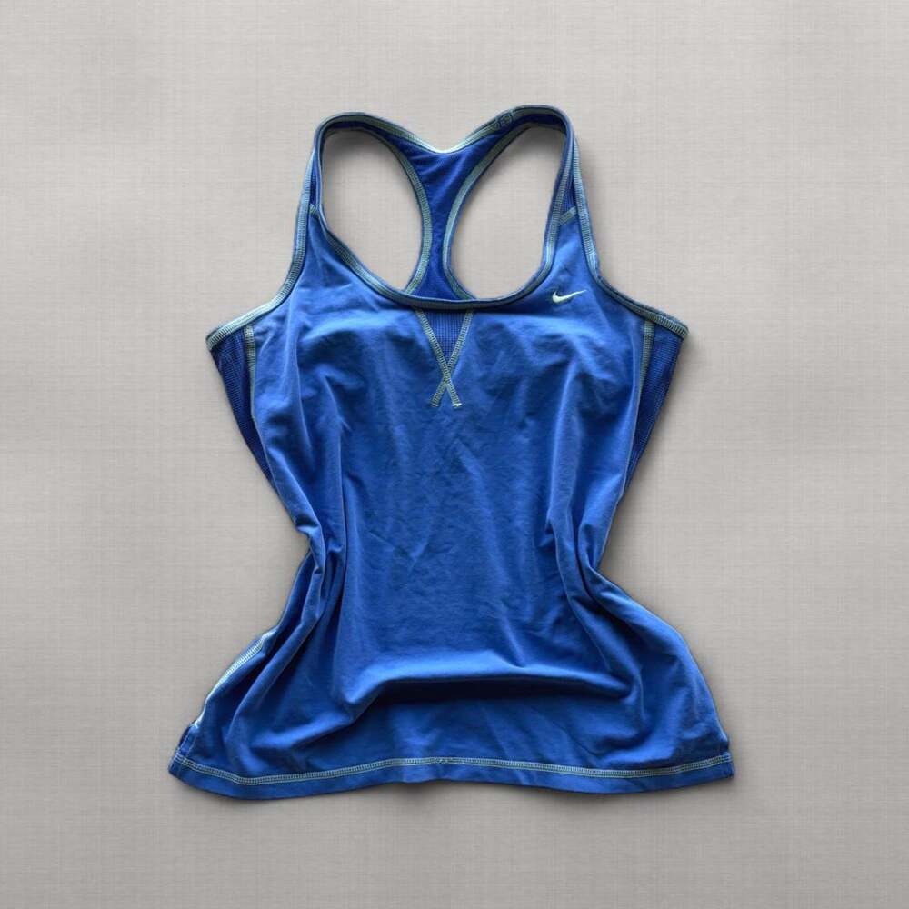 Vintage Y2K Nike Fit Dry Womens M Periwinkle Blue Racerback Tank Top Shelf Bra
